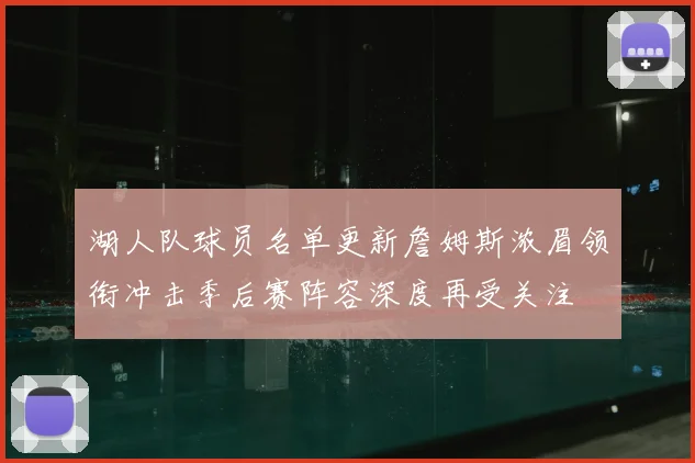 湖人队球员名单更新詹姆斯浓眉领衔冲击季后赛阵容深度再受关注